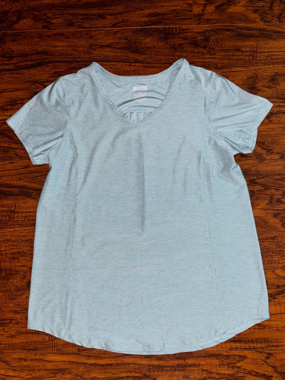 Duluth Trading Co Short Sleeve Active Top Women's Light Sky Blue Scoop Neck Tee